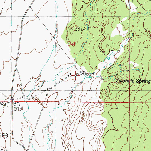 Topographic Map of Two Mile, AZ