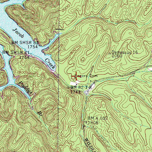 Topographic Map of Rogers Cemetery, TN