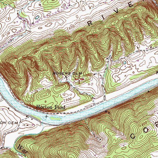 Topographic Map of Rogers Cemetery, TN