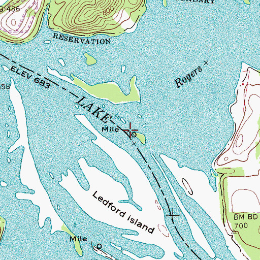 Topographic Map of Rogers Creek, TN