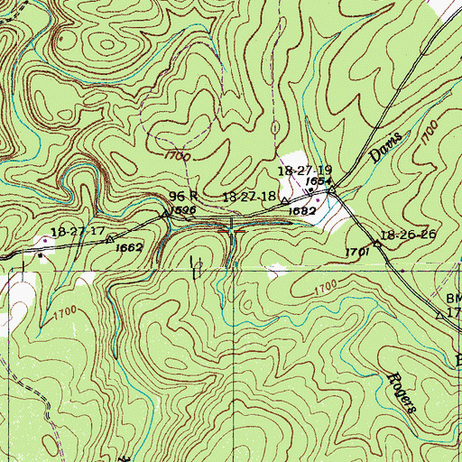 Topographic Map of Rogers Creek, TN
