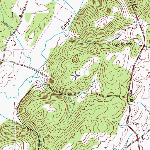 Topographic Map of Rogers Creek Ridge, TN