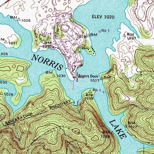 Topographic Map of Rogers Dock, TN