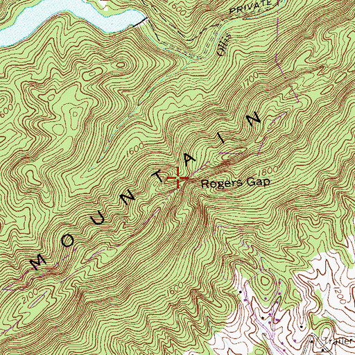 Topographic Map of Rogers Gap, TN