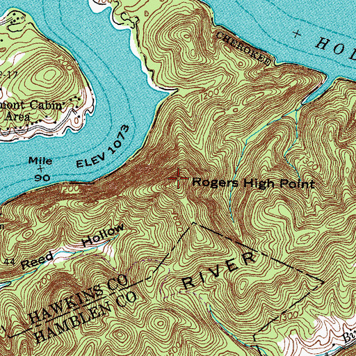 Topographic Map of Rogers High Point, TN