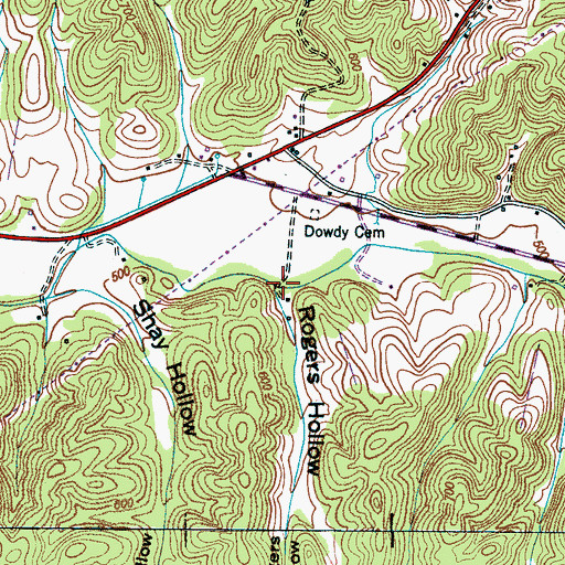 Topographic Map of Rogers Hollow, TN