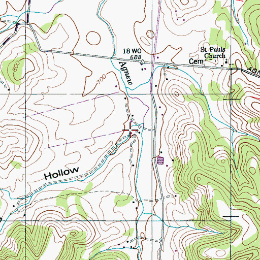 Topographic Map of Rolland Hollow, TN