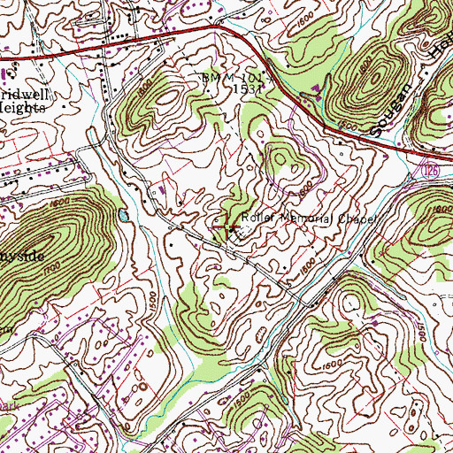Topographic Map of Roller Memorial Chapel, TN