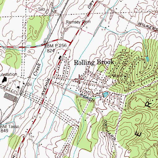 Topographic Map of Rolling Brook, TN