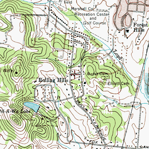 Topographic Map of Rolling Hills, TN