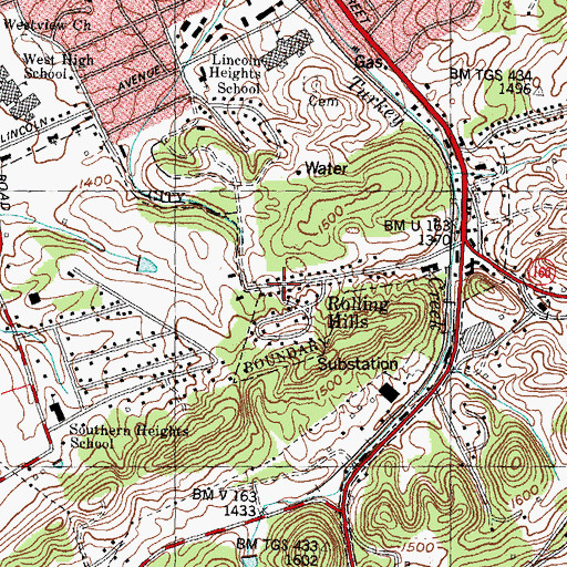 Topographic Map of Rolling Hills, TN