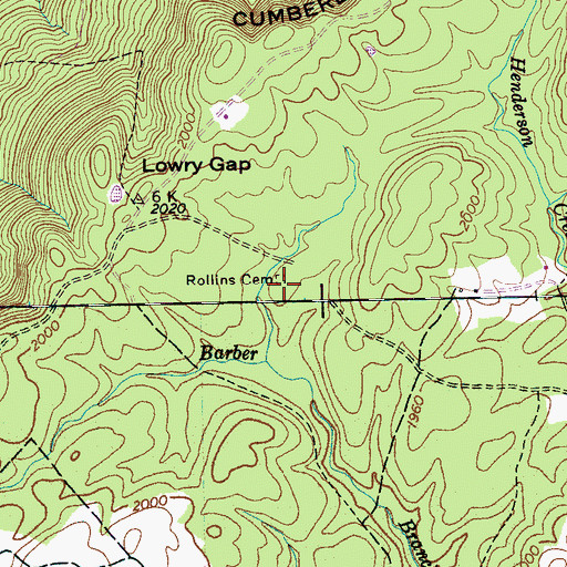 Topographic Map of Rollins Cemetery, TN