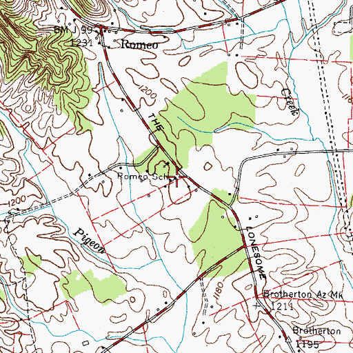 Topographic Map of Romeo School, TN