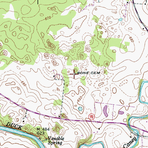 Topographic Map of Rone Cemetery, TN
