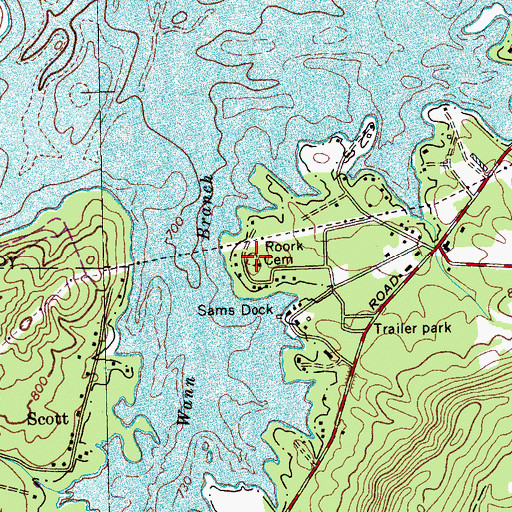 Topographic Map of Roork Cemetery, TN