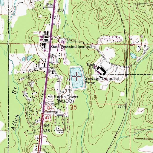 Topographic Map of Thomasville Sewer Lagoon, AL