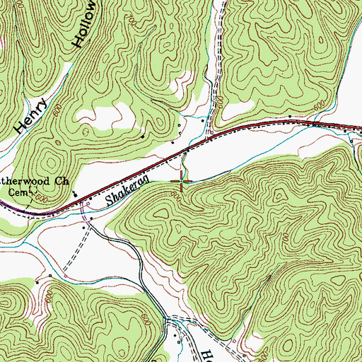 Topographic Map of Rose Branch, TN