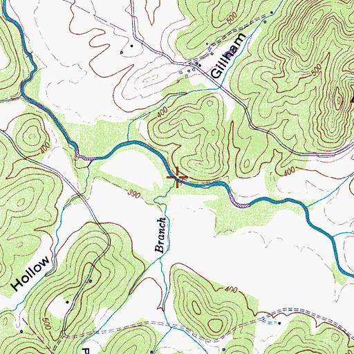 Topographic Map of Rose Branch, TN
