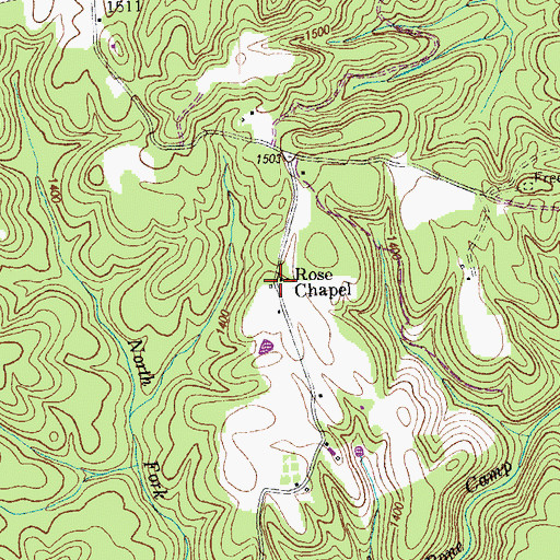 Topographic Map of Rose Chapel, TN