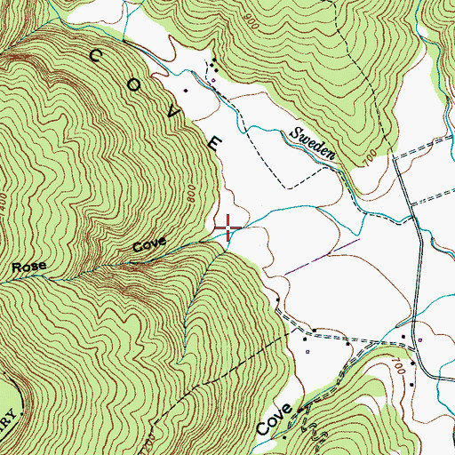 Topographic Map of Rose Cove, TN