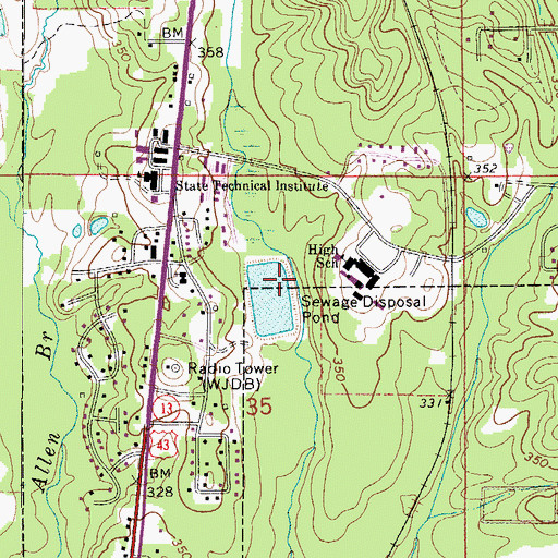 Topographic Map of Thomasville Sewer Lagoon Dam, AL