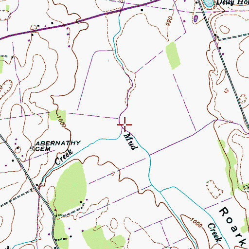 Topographic Map of Rose Creek, TN