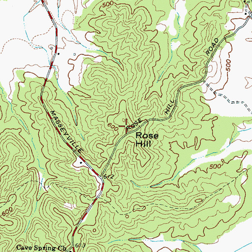 Topographic Map of Rose Hill, TN