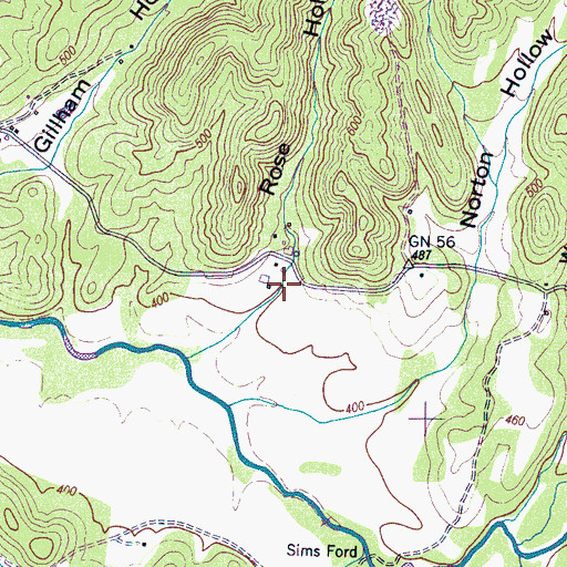 Topographic Map of Rose Hollow, TN