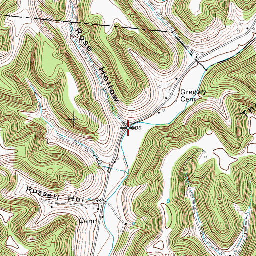 Topographic Map of Rose Hollow, TN