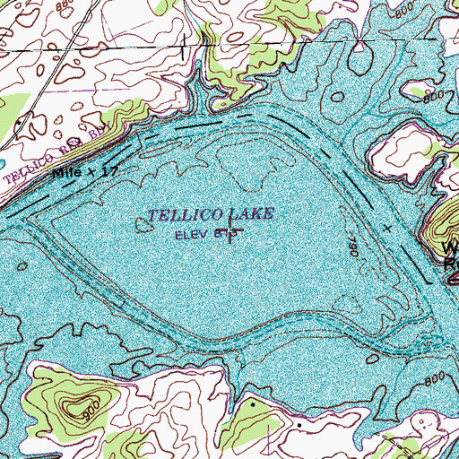 Topographic Map of Rose Island, TN