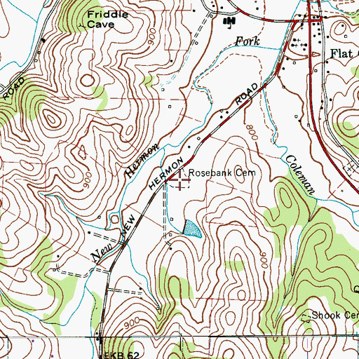 Topographic Map of Rosebank Cemetery, TN