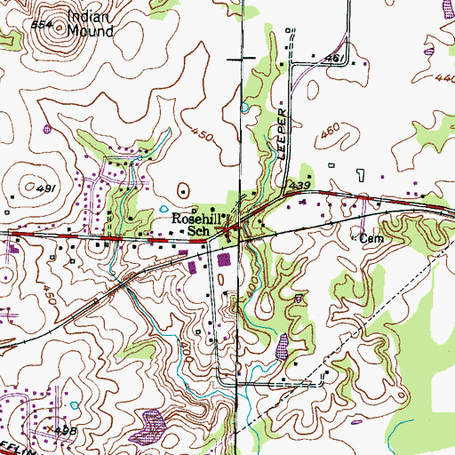 Topographic Map of Rosehill School, TN