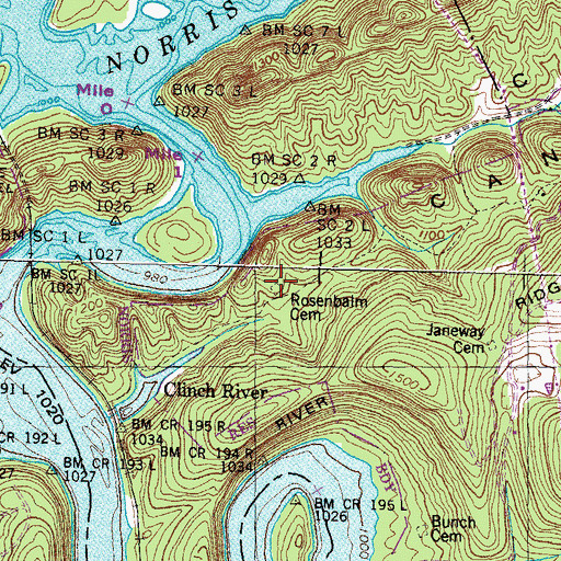 Topographic Map of Rosenbalm Cemetery, TN