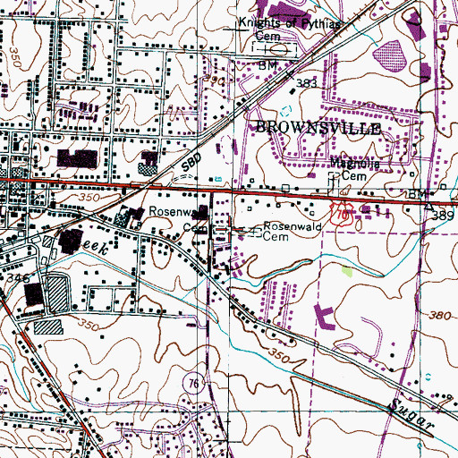 Topographic Map of Rosenwald Cemetery, TN