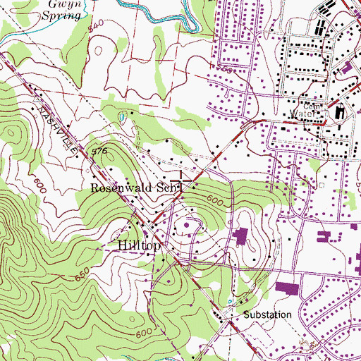 Topographic Map of Rosenwald School, TN