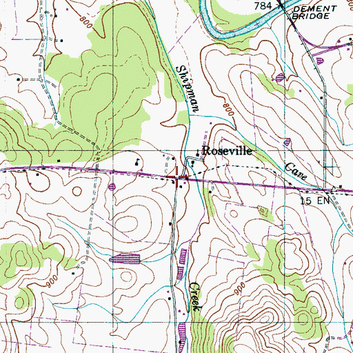 Topographic Map of Roseville, TN