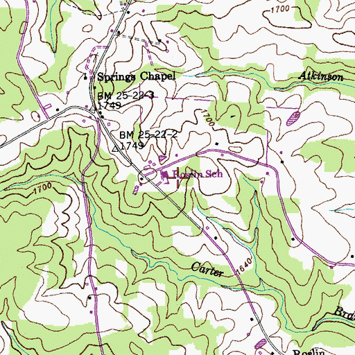 Topographic Map of Roslin School, TN