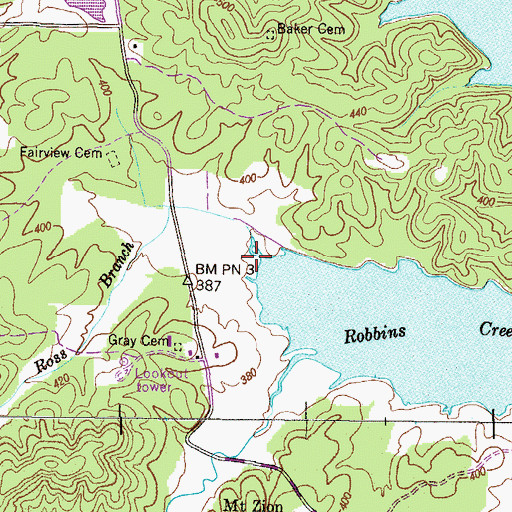 Topographic Map of Ross Branch, TN