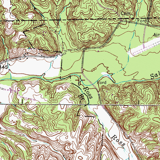 Topographic Map of Ross Branch, TN