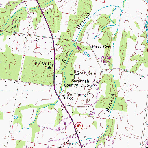 Topographic Map of Ross Cemetery, TN