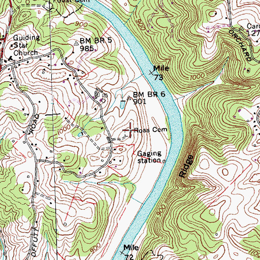 Topographic Map of Ross Cemetery, TN