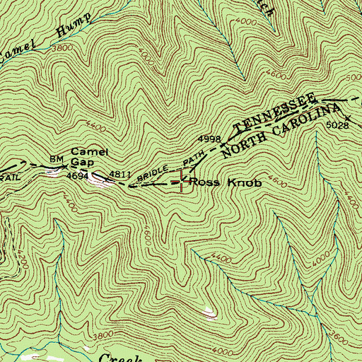 Topographic Map of Ross Knob, NC