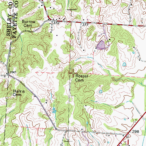 Topographic Map of Rosser Cemetery, TN