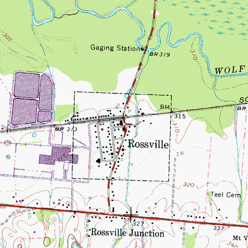 Topographic Map of Rossville, TN