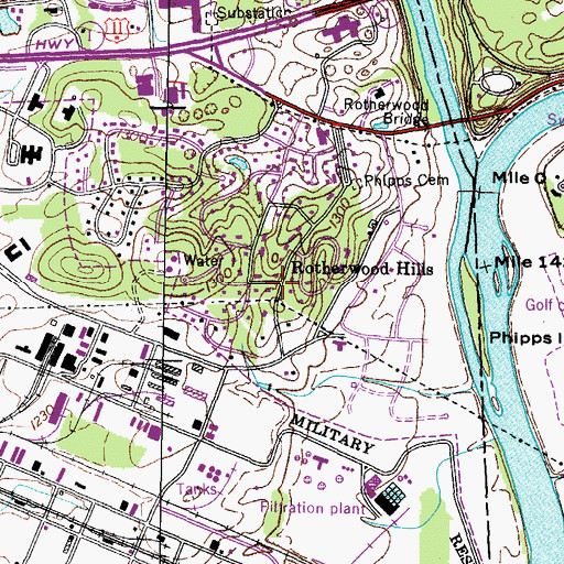 Topographic Map of Rotherwood Hills, TN