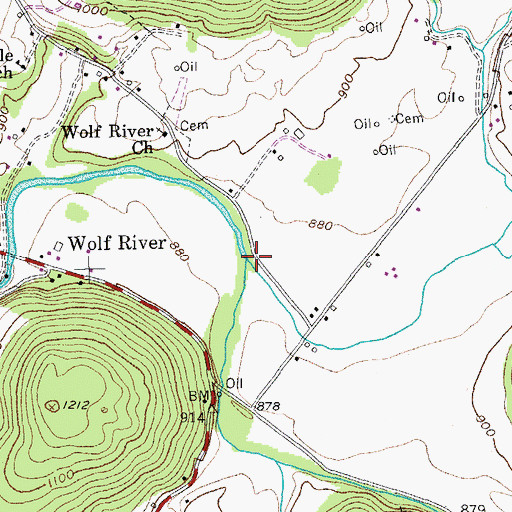 Topographic Map of Rotten Fork Wolf River, TN