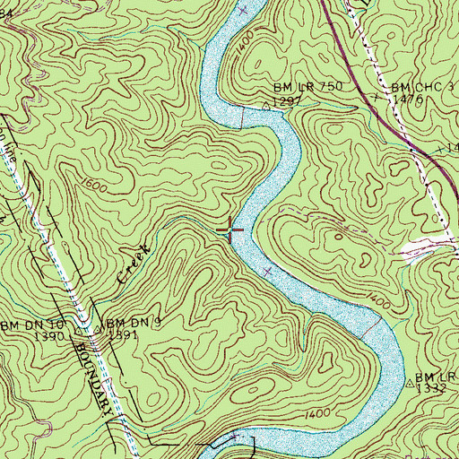 Topographic Map of Rough Creek, TN