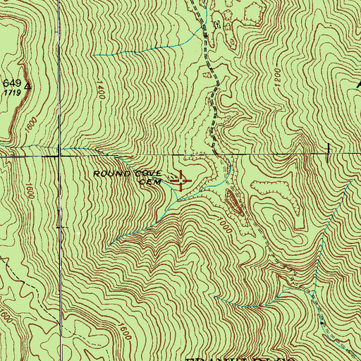 Topographic Map of Round Cove Cemetery, TN