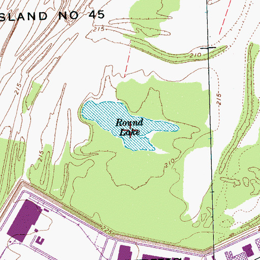 Topographic Map of Round Lake, TN