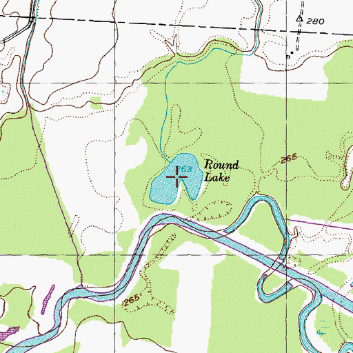 Topographic Map of Round Lake, TN